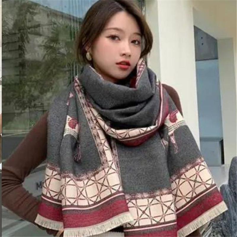 New Winter European and American Style Scarf Women's Shawl Thickened Warm Summer Office Air Conditioned Room Cloak Double Sided