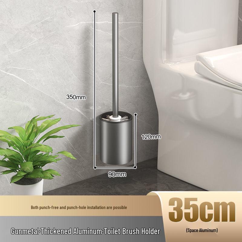 Space Aluminum Wall-Mounted Toilet Brush Set - No Dead Angle, Punch-Free Cleaning Solution