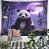 Panda Under Purple Moonlit Forest Pattern Wall Hanging Tapestry Decorative Tapestry Home Decor for Bedroom and Living Room