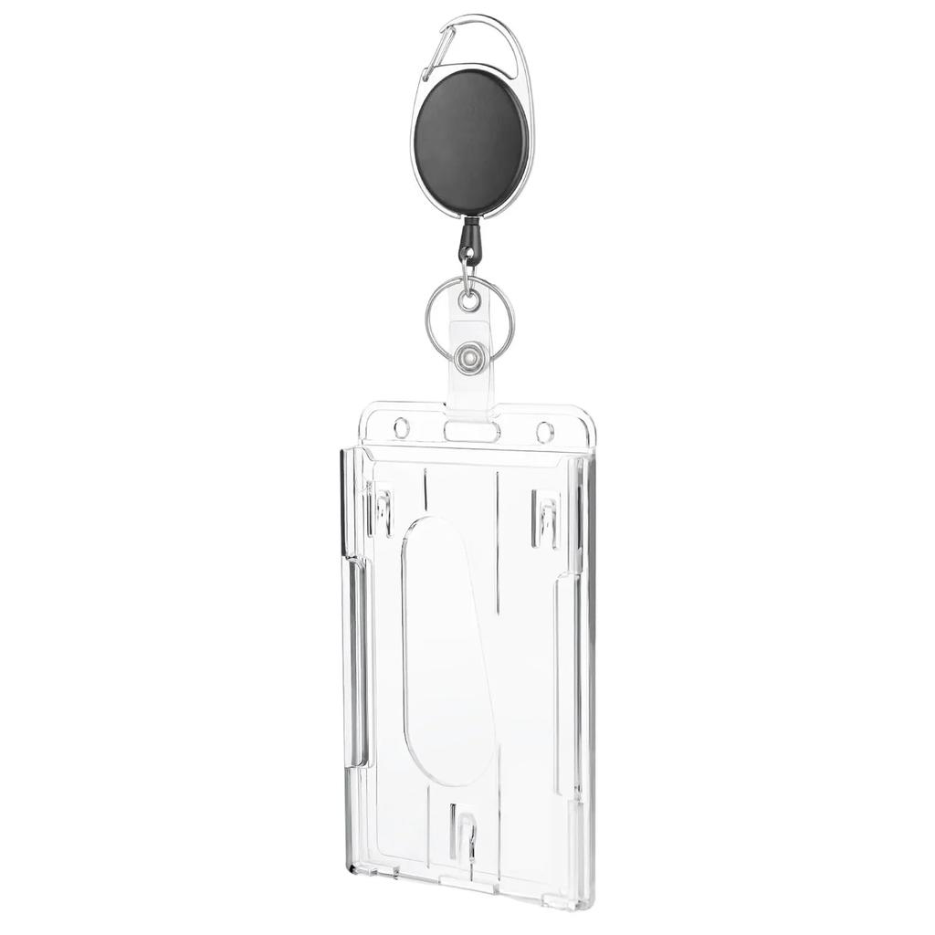 Transparent Cards Slots ID Tag Badge Holder with Badge Reel Cards Storage Organizer Employee Pass Work Card Case Sleeve