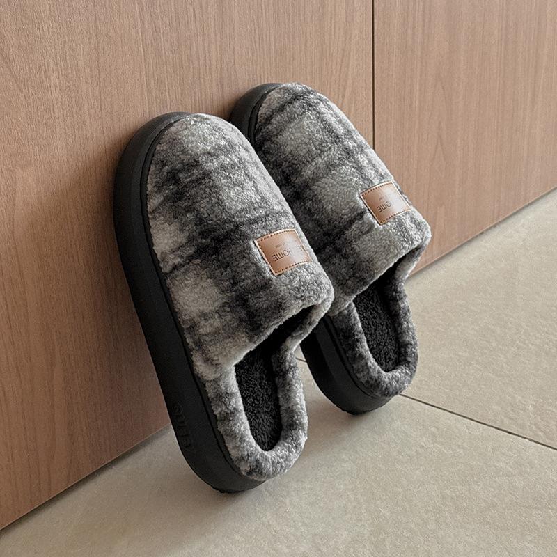Cotton Slippers Men's and Women's Winter New Indoor Home Thick Bottom Warm Casual Non-slip Household Wool Slippers