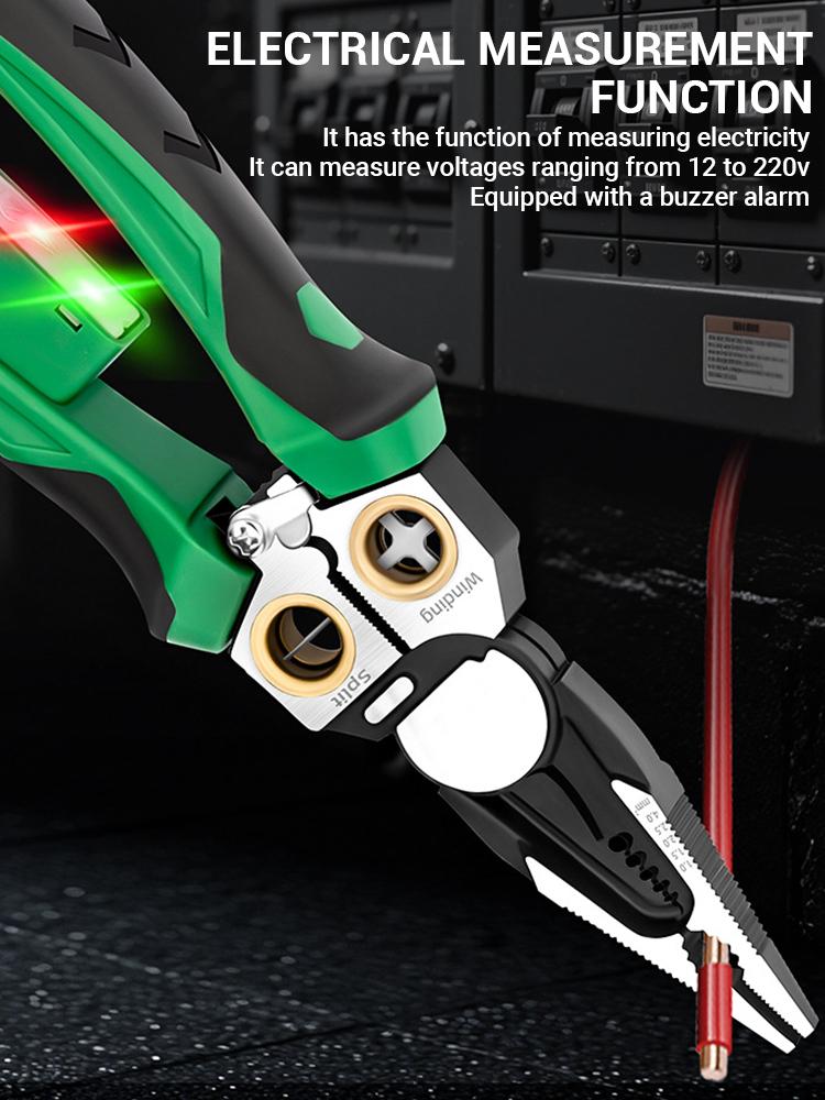 Multifunctional Wire Stripper with Electrical Test Pen Foldable Cable Cutter Crimper Tool, Electrical Folding Pliers for Cutting