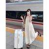 Summer Girl A Line Dress With 3d Pattern Polyester Sleeveless Tie Neck For Casual Wear