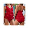 Women Monokini Bathing Suit Solid Color V-Neck Ruffles Sleeveless Bodysuit Swimsuits