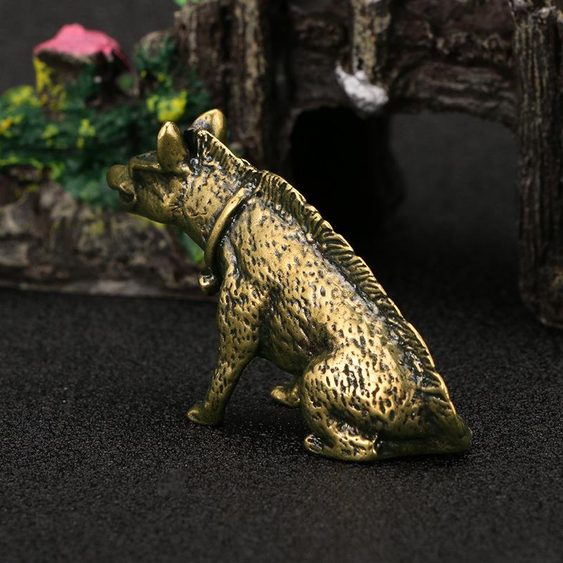 Brass Hyaenidae with Glasses Statue Miniatures Figurines Desktop Ornaments Vintage Home Decorations Accessories Crafts