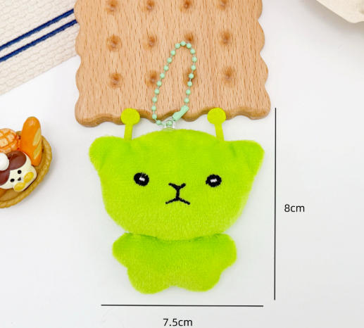 

Small Green Alien Cat Plush Keychains Furry Pendant For Couples Cute Animation Handbag Backpacks Key Chain Decoration Gifts