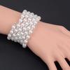 Artificial Pearl Bangle Rhinestone Stretch Bracelet