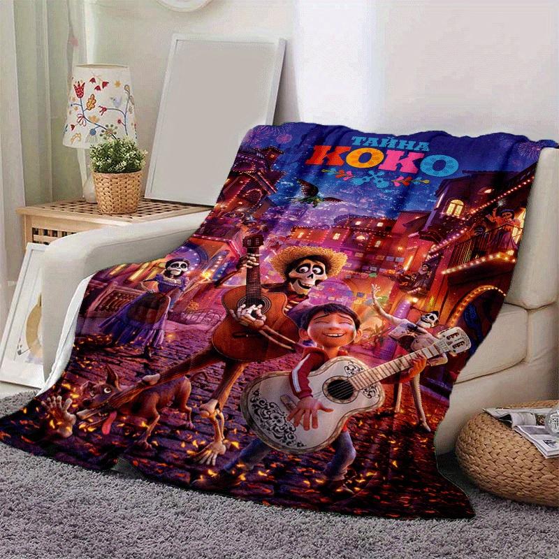 1pc Coco Printing Blanket - Soft, All-Season Throw for Living Room, Bedroom,Personalized Gift with Adorable Cartoon Design
