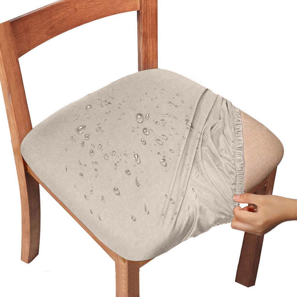 4/6Pc Waterproof Chair Seat Cover Fabric Summer Cool Silky Smooth Breathable Removable Washa Elastic Cushion Stretch Slipcover