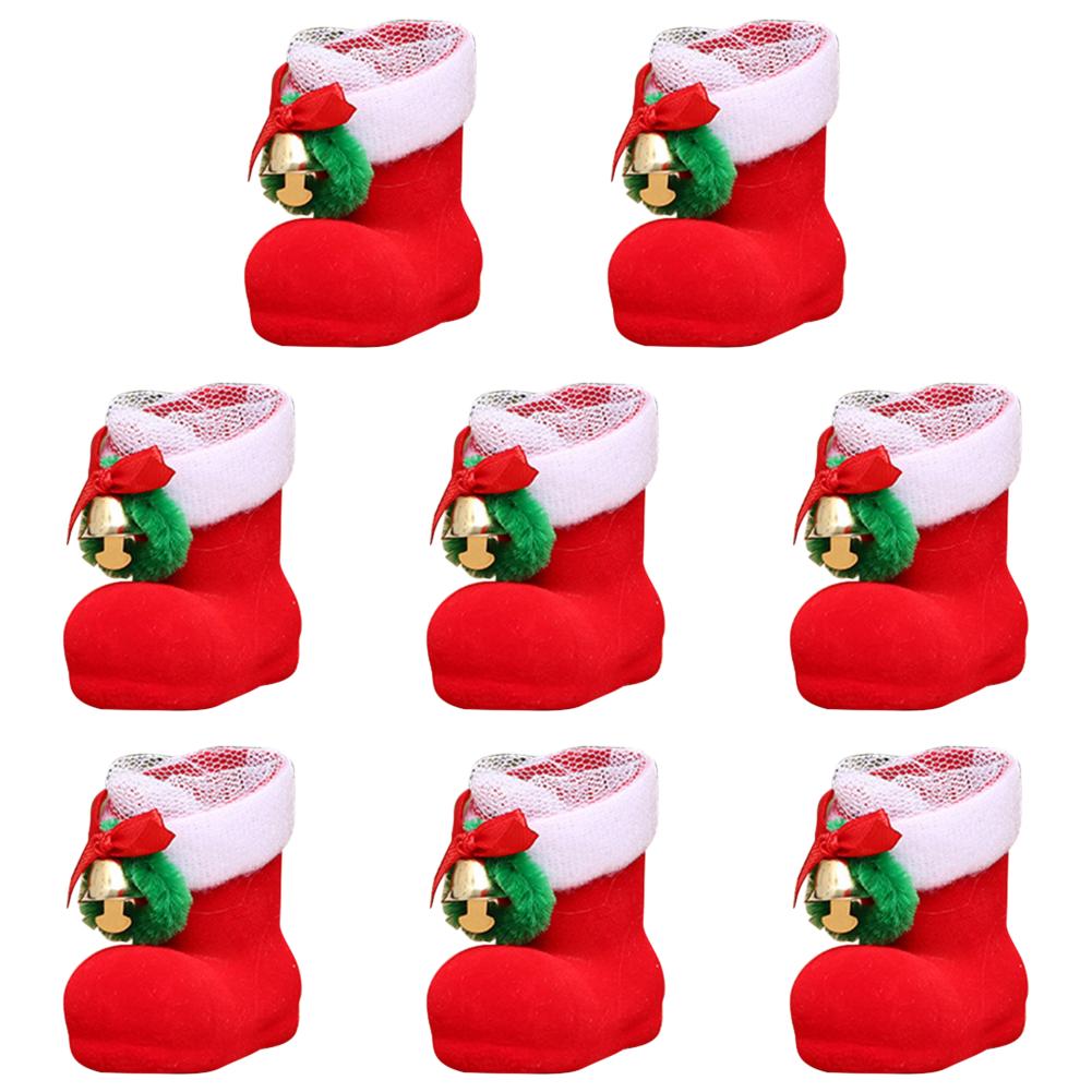 

1-8 шт. Красные мини рождественские сапожки, украшение для рождественской елки, упаковка для сладостей, рождественское украшение, рождественская подарочная коробка, сумка-сапожок 1pcs