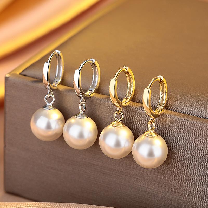 French Elegant Bead Pearl Earrings Temperament Niche Design Sense High Sense Earrings Earrings Plain Ring золотой