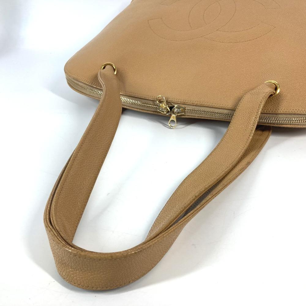 CHANEL vintage CC CC Mark Bag Shoulder Bag Tote Bag Caviar Leather Beige
