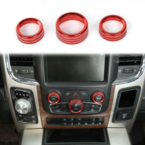 For Dodge RAM 1500 2013-2017 Red Center Console AC Radio Switch Knob Cover Trim