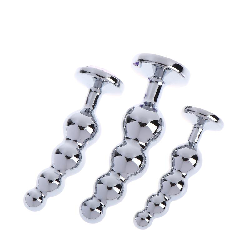 Metal Curved Anus Butt Plug,4 Beads Stimulating Anal Plugs Sex Toy, Prostate Massage,Analplug Buttplug Butplug With Jewelry Base