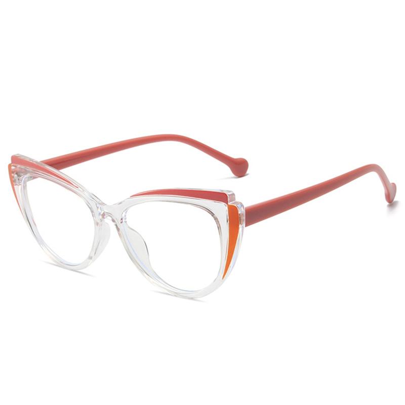 Retro TR90 Double Color Cat Eye Women Glasses Frame Fashion Pink Clear Anti-Blue Light Optical Men Eyewear Frame
