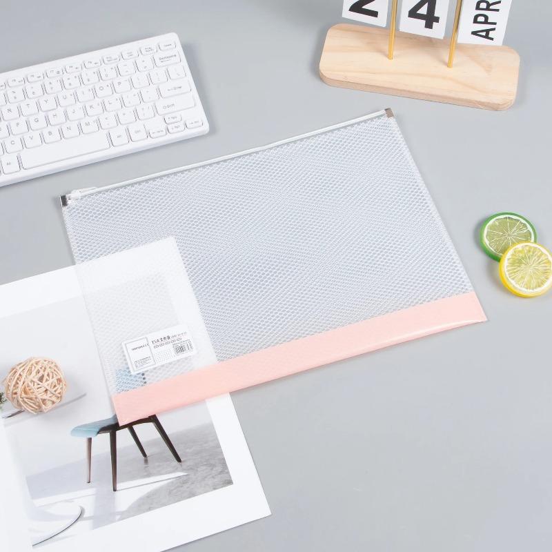 Simplicity EVA A4 Zippered Mesh Document Bag Transparent Receipt Organizer File Folder for Office School Home Paperwork