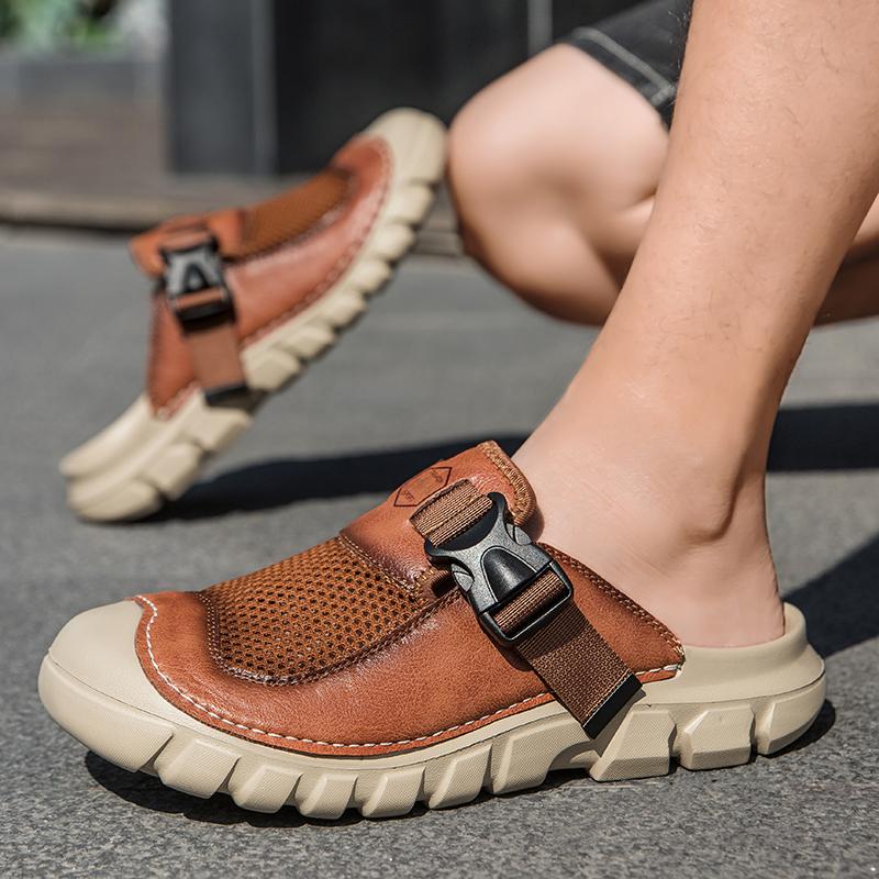 TUINANLE Ciabatte Mezzepunte Uomo Taglie Grandi Chiusa Estate Comode Suola Morbida Traspiranti Piattaforma Sandali Zoccoli Casual da Passeggio
