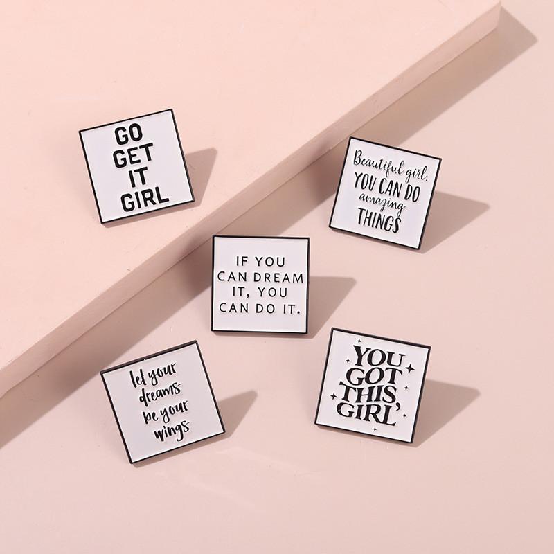 Stylish Geometric Alloy Pin Badge For Men And Women Featuring Go Det T Girl