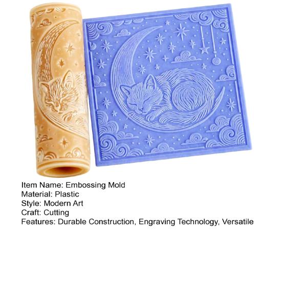 1/4Pcs Clay Roller Embossing Mold High-Precision Engraved Patterned Rolling Pin Moon Design Pottery Tool DIY Craft