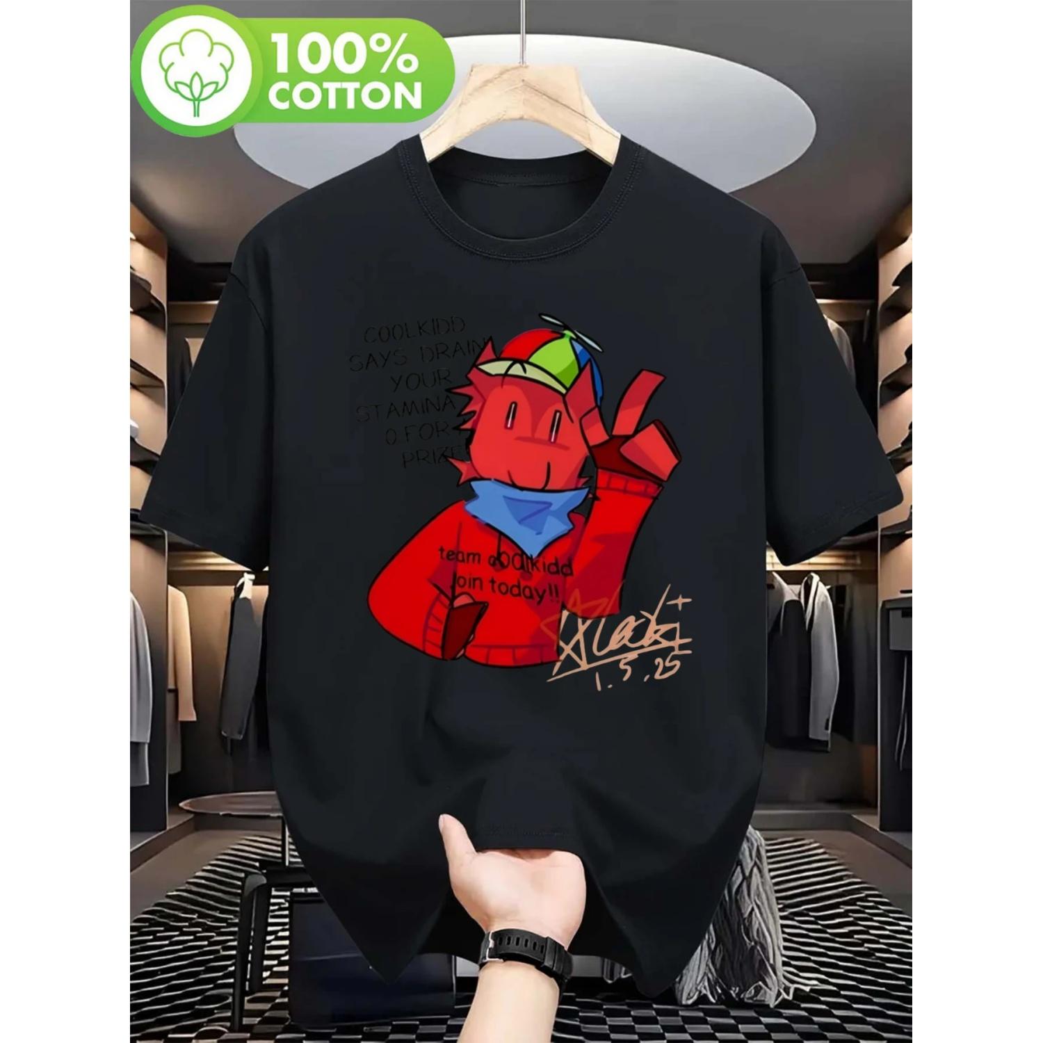 

FunnyTeam C00lkid Men s White T-shirt with Red Hacker Forsaken and C00lkid Logo Pattern Suitable for Tech Players in All Seasons S чёрный