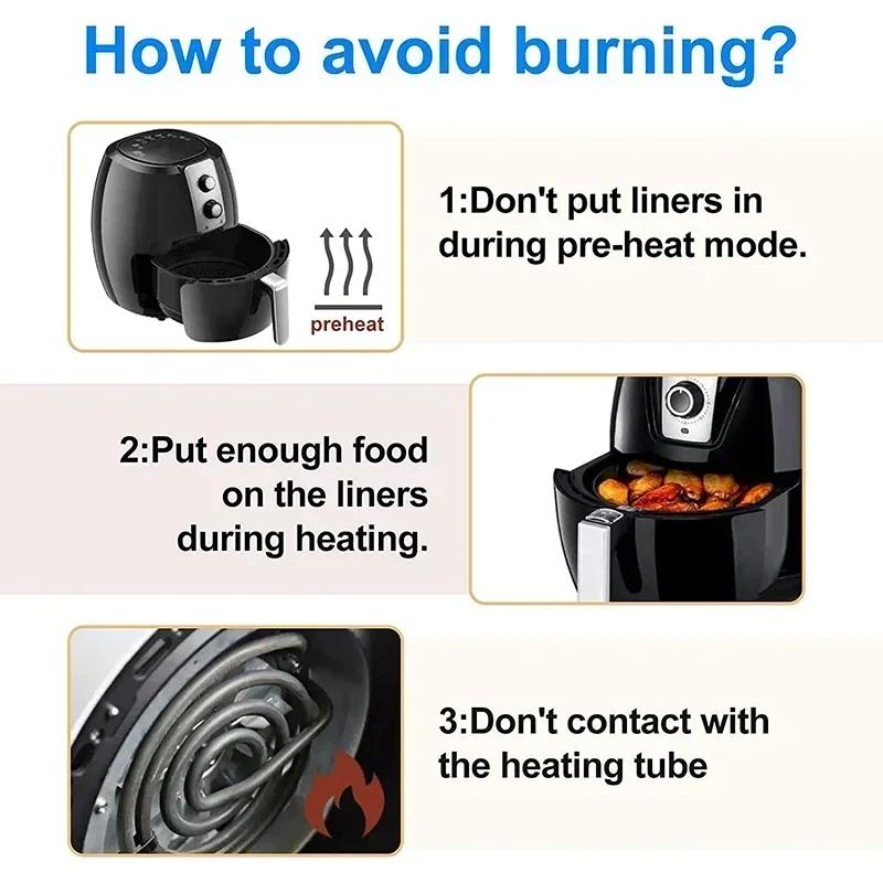 50/100Pcs Upgraded Air Fryer Parchment Paper Air Fryer Disposable Paper Liner Square Perforated Parchment Papers