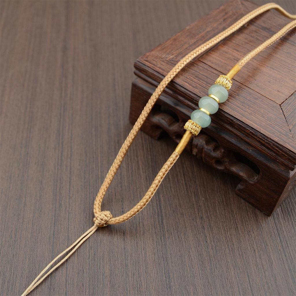 Handwoven Dongling Jade Pendant Lanyard: Thousand Li of Mountains and Rivers Outdoor Sports Necklace