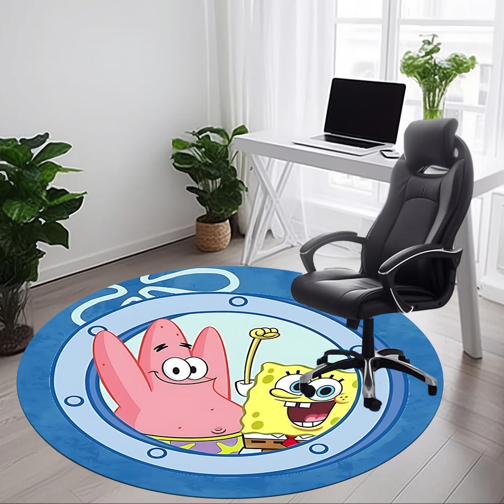 1pc SpongeBob, Patrick Star Carpet, Round Non-Slip Durable Large Size Office Carpet, Suitable for Office, Beautiful Decoration