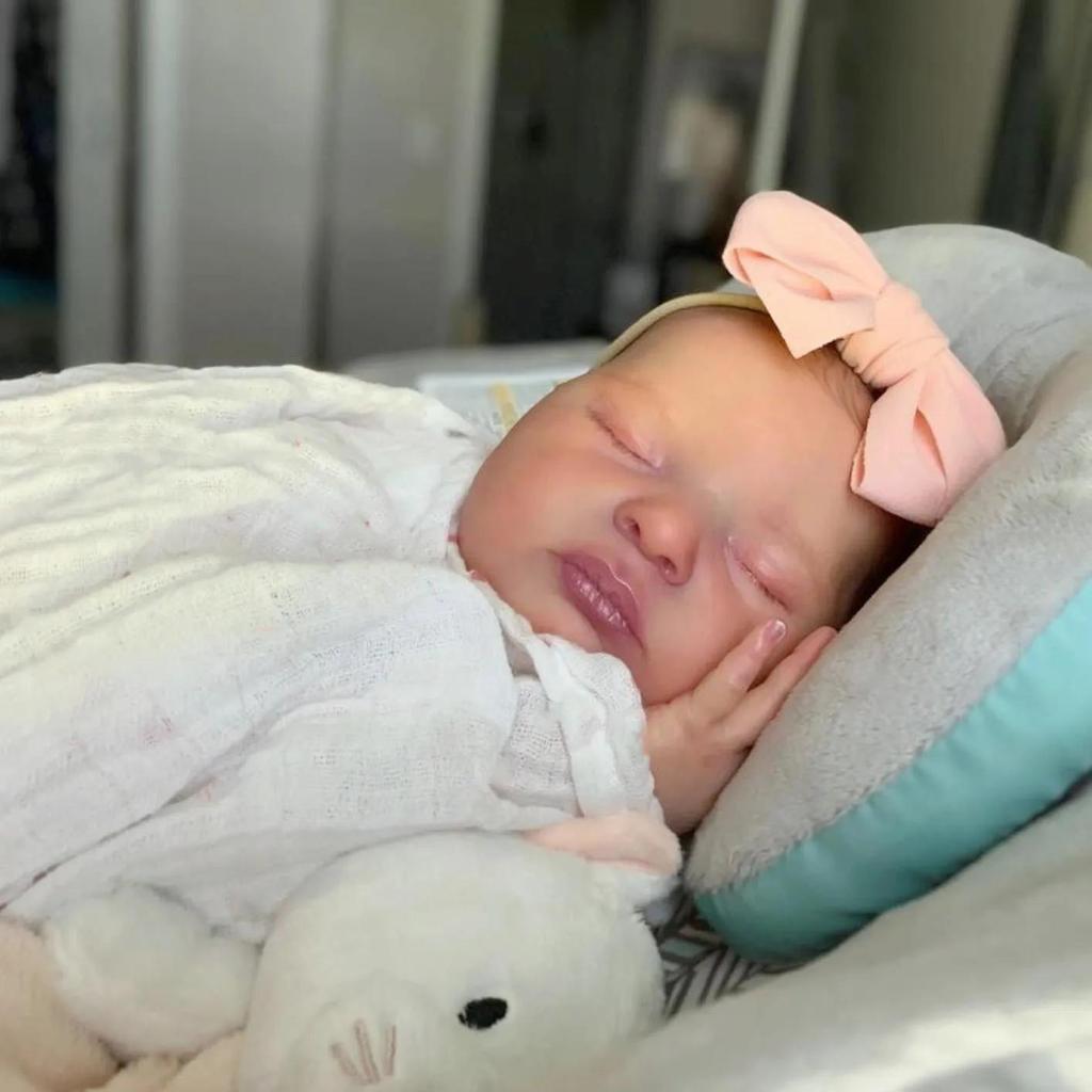 BZDOLL 50cm Soft Vinyl Asleep Reborn Baby Doll with 3D-paint Skin and Visible Veins Toy Asleep Girl Newborn Bebe Kids Art Collection Dolls