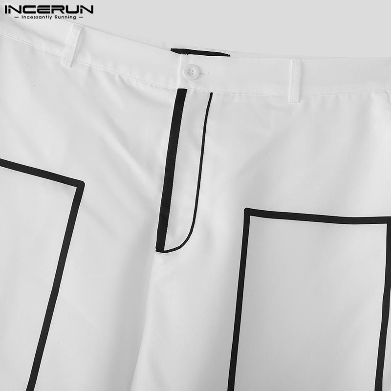 INCERUN Men Zip-up Waist Stitching Casual Long Wide Legs Pants Trousers