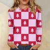 Women's Fashion Casual Christmas Print Round Neck Long Sleeve Decorative T-Shirt Top
