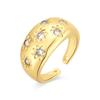 Ring - LUXENTER - Juini - Metal Alloy 18 Carat Yellow Gold Finish - Cubic Zirconia - Width 11 Mm