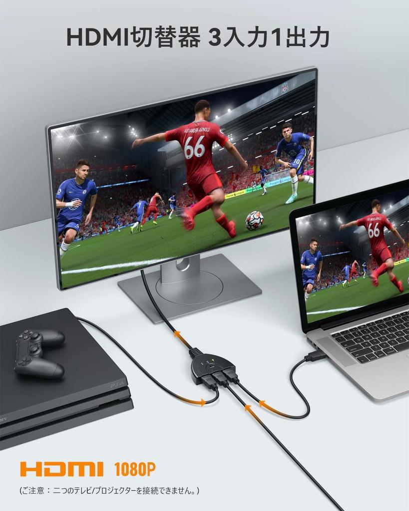 Vilcome HDMI with 3 Inputs and 1 No Power Manual Compatible with Fire TV Xbox Game PS4 LCD to Switch/Splitter/Selector Output, 1080p/3D Compatible,