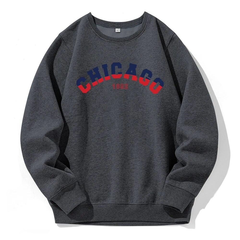Chicago 1892 Red Blue Contrasting Design Unisex Sweatshirt Novelty Fashion Hooded O-Neck Casual Clothing Customize Loose Hoodies