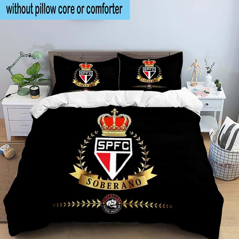 3PCS Sao Paulo Fc Crest Printed Bedding Set, Includes A Duvet Cover and Two Pillowcases for Bedroom, Suitable for All Seasons