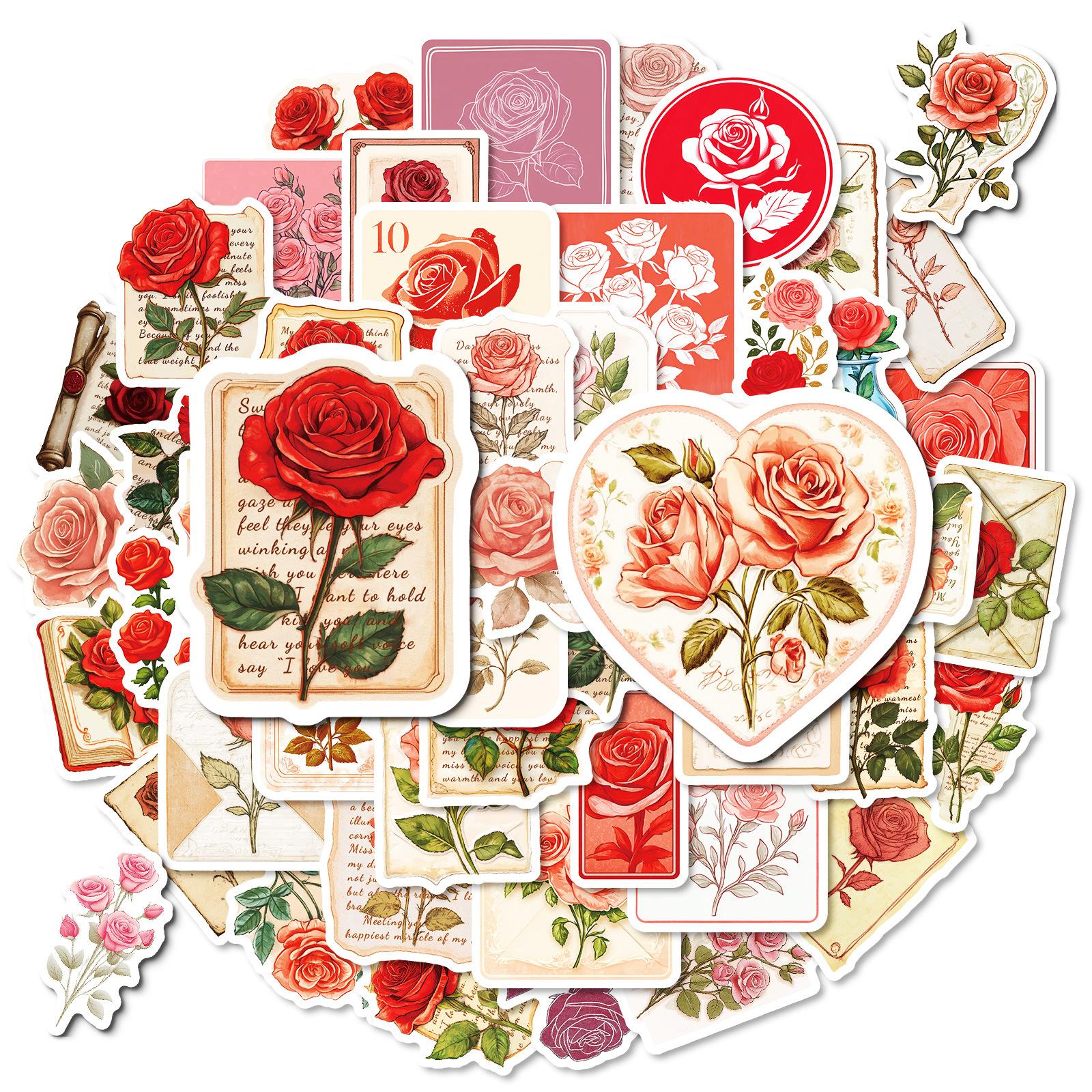 

Новые 50 Ретро Красная Роза Граффити Наклеек Высокоценные Романтические Розы Чемодан Компьютер Декоративные Наклейки