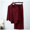South East Asia Autumn and Winter Large Size Loose Elastic Wrinkle Long Sleeve Shirt Wide Leg Pants Fashion Casual Sports Suit