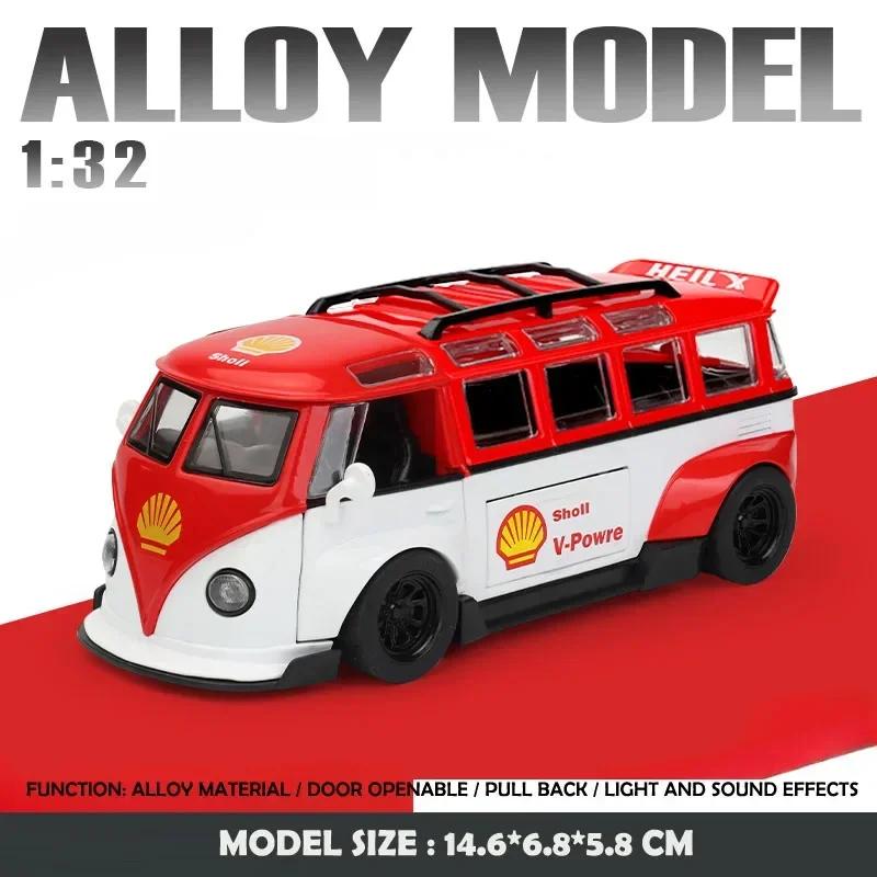 

1:32 Volkswagen T1 Bus Sound and Light Alloy Car Model Roof Cover Detachable Children s Toy Pendant Gift