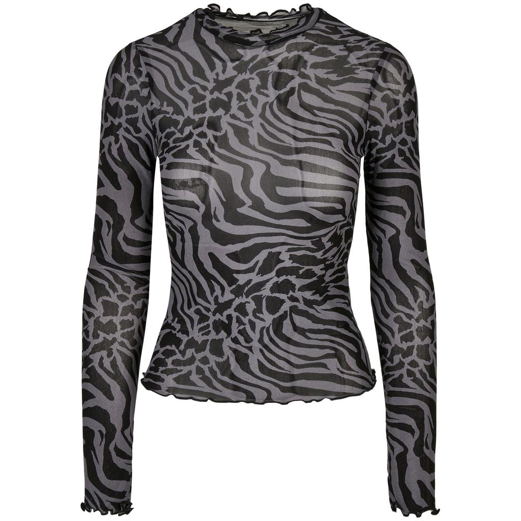 Urban Classics Womens/Ladies All-Over Print Mesh Turtle Neck Long-Sleeved Top