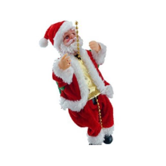 Santa Claus Musical Climbing Rope Electric Climbing Santa on Rope Climbs Up And Down Christmas Hanging Decoration for Xmas Tree Fireplace Home Decor