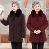 Elderly Women's Mid-Length Winter Coats: Cotton Padded, Fleece-Lined Outerwear