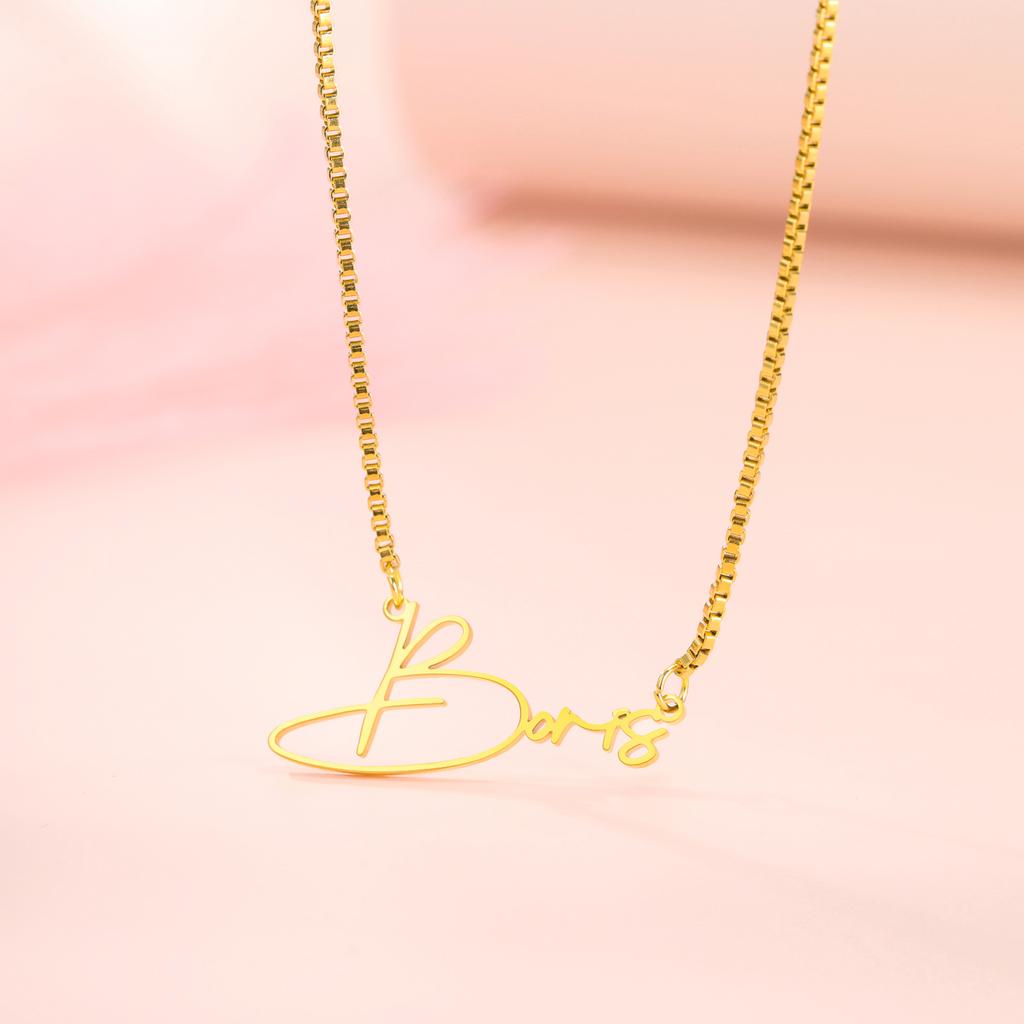 Personalized Arabic Necklace for Women Men Custom Arabic Stainless Steel Pendant Jewelry Necklace Box Chain Gift