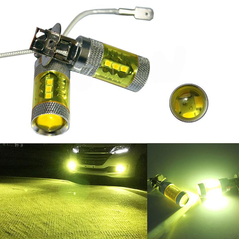 2X  Kit 12-24V H3 80W 16-LED Auto Car Truck Fog Light Bulb Yellow High Power