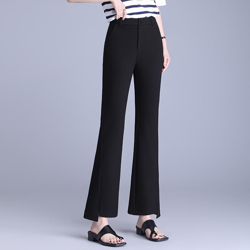 Damen High-Waist Fishtail Schlaghose mit unregelmäßigem Saum - Bügelfrei, lässiger Sommerstil für Petite-Figuren