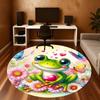 1PC Frog Flowers heart Round Chair mat Area Rug - Non-Slip, Floor Mat for Office, Bedroom, home decor Christmas Gift c0528037