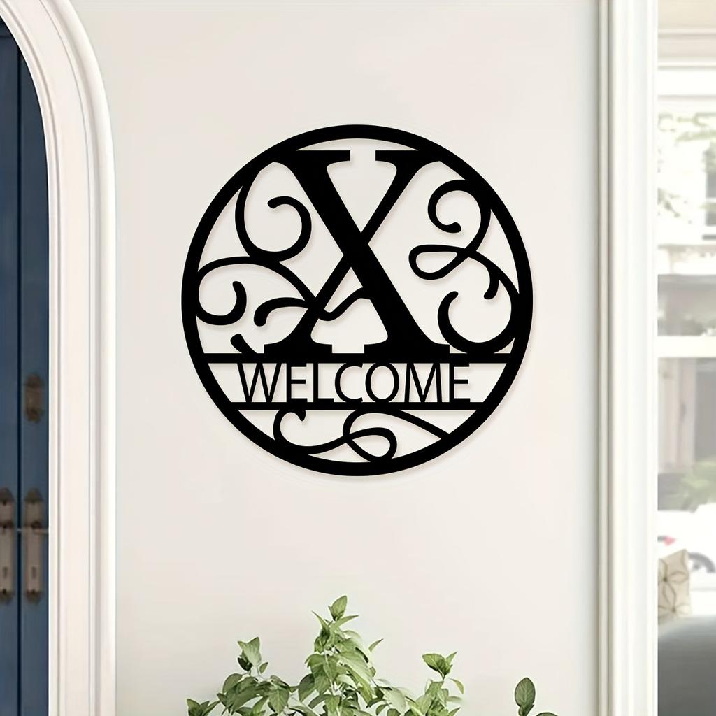 1pc Metal Letter Sign, Surname Family Name Plate for Outdoor Wall, Housewarming Halloween Christmas New Year Gift