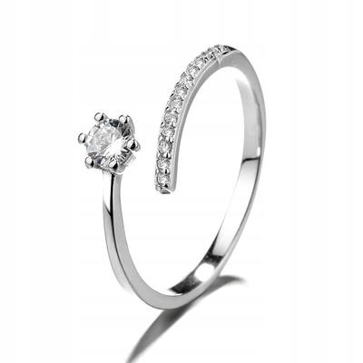 Silver Women's Adjustable Ring Universal Crystals Engagement