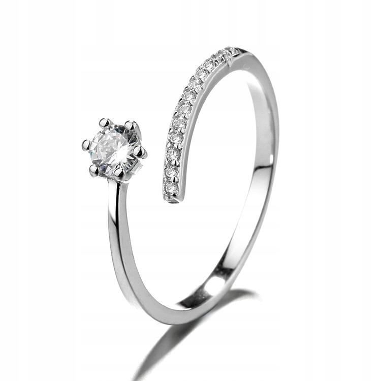 Silver Women's Adjustable Ring Universal Crystals Engagement