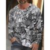 Tiger Graphic Men's Long Sleeve T-shirt for Men Clothing Casual Top Tee Shirt Fashion Animal 3D Full Printing Streetwear