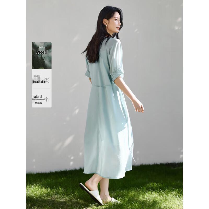 IHIMI Women s French Elegance Resort Puff Sleeve Dress S