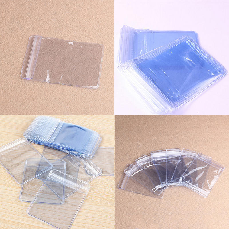 100Pcs Clear Pvc Plastic Coin Bag Case Wallets Storage Envelopes